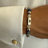 Rengetsu Sōshin Blue Heart luxury Sodalite men’s bracelet worn by male model – lifestyle photoshoot
